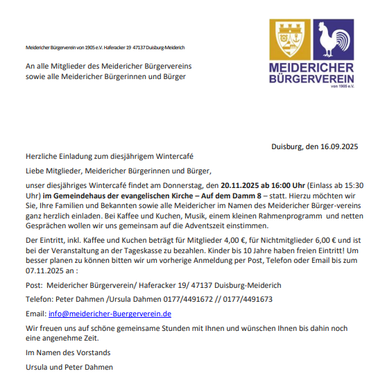 MBV Wintercafe Einladung 2025